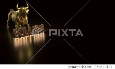 Golden Bullish Market Symbol On Dark Background 3d render. Golden Bullish Market Symbol On Dark Background 3d render. 140422145