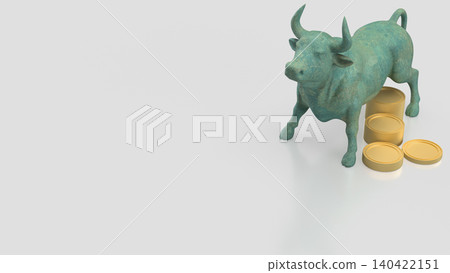 Bull Market Wealth Concept With Coins On White Background 3d render. Bull Market Wealth Concept With Coins On White Background 3d render. 140422151