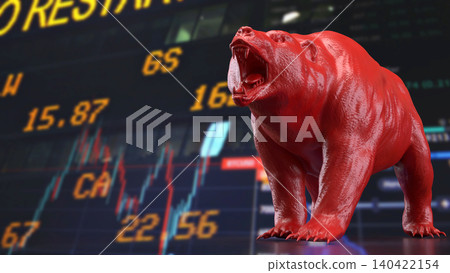 Red Bear Market Warning On Digital Trading Screen 3d render. Red Bear Market Warning On Digital Trading Screen 3d render. 140422154