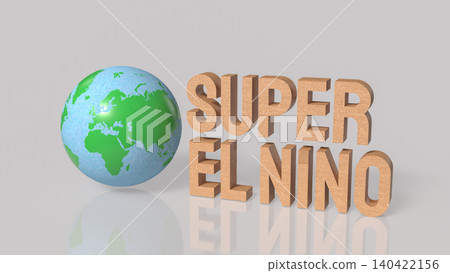 Super El Nino Climate Concept With Globe 3d render. Super El Nino Climate Concept With Globe 3d render. 140422156