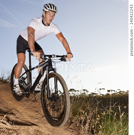 Man, bike and countryside for workout, off road and cycling for health and wellness. Athlete, bicycle and training for nature, transportation and exercise with cape town mountain trail for fitness Man, bike and countryside for workout, off road and cycling for health and wellness. Athlete, bicycle and training for nature, transportation and exercise with cape town mountain trail for fitness 140422243