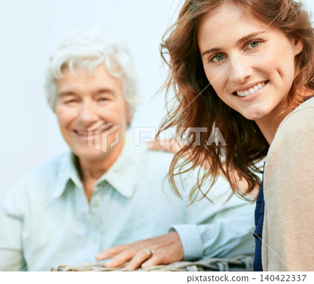 Senior mom, daughter and home with smile for bonding outdoor and support with care. Portrait, family and women together with happiness on break for visit, joy and love with memories in retirement Senior mom, daughter and home with smile for bonding outdoor and support with care. Portrait, family and women together with happiness on break for visit, joy and love with memories in retirement 140422337