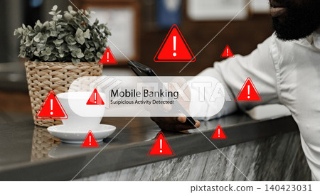 Scam call sms message is seen on a phone while someone sits at a table in a cafe Scam call sms message is seen on a phone while someone sits at a table in a cafe 140423031
