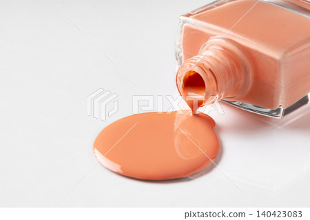 Puddle of spilled nail lacquer on a white background 140423083