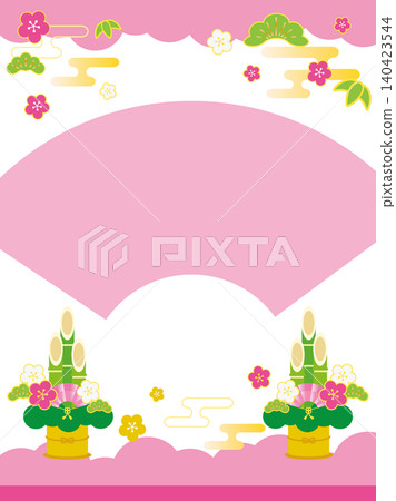 Japanese-style background frame for New Year's (Kadomatsu, pine, bamboo, and plum blossom design, pink) Japanese-style background frame for New Year's (Kadomatsu, pine, bamboo, and plum blossom design, pink) 140423544