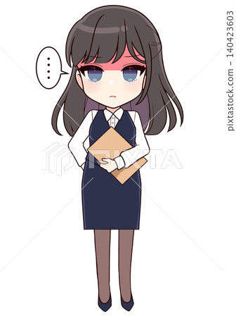 An angry office lady with long black hair An angry office lady with long black hair 140423603