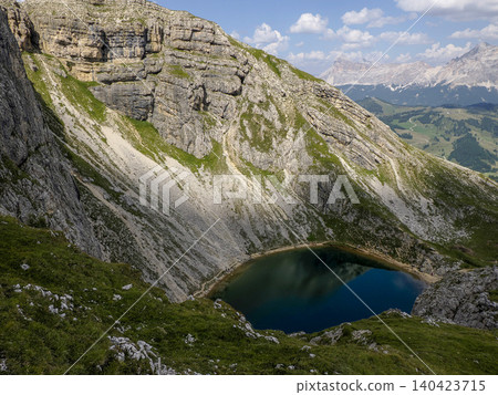 Piz Boe Lake Dolomites Corvara view from piz boe mountain landscape Piz Boe Lake Dolomites Corvara view from piz boe mountain landscape 140423715