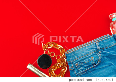 Woman fashion clothes and accessories close up Woman fashion clothes and accessories close up 140423801