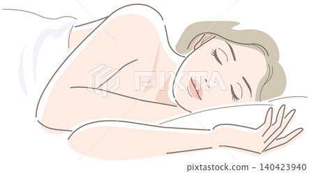 A woman with long hair is lying down and sleeping. 140423940