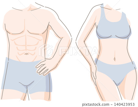 一位身材曼妙的女子和一位肌肉健碩的男子的身體 140423953