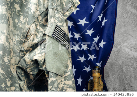 US army military khaki uniform close up US army military khaki uniform close up 140423986