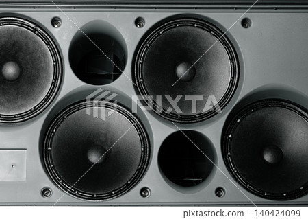 Stereo column of modern audio system close up Stereo column of modern audio system close up 140424099