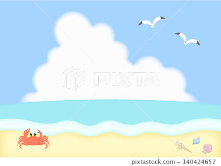 夏季海面與積雨雲的向量插圖(2) 夏季海面與積雨雲的向量插圖(2) 140424657