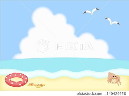 夏季海面及積雨雲的向量圖 1 140424658