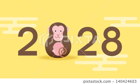 Year of the Monkey 2028 cartoon lettering Year of the Monkey 2028 cartoon lettering 140424683