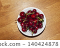Top View of Fresh Cherries in Bowl 140424878
