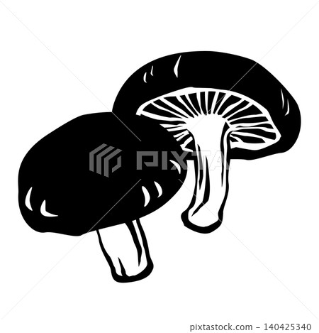 香菇的單色向量插圖 140425340