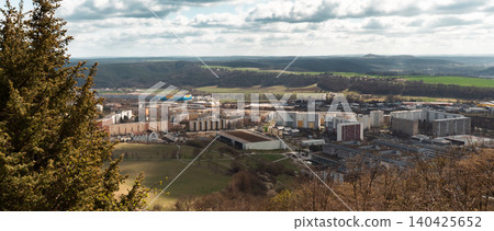 Panoramic View of City and Green Valley Panoramic View of City and Green Valley 140425652