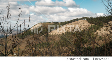 Forested Hills and Rocky Spring Landscape Forested Hills and Rocky Spring Landscape 140425658