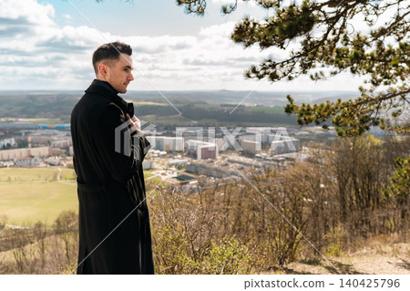 Thoughtful Male Traveler at Scenic Viewpoint Thoughtful Male Traveler at Scenic Viewpoint 140425796