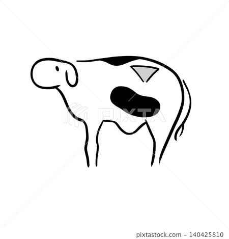 Illustrated diagram showing the rumen fill score of a dairy cow | Location of the depression, dairy farming management, line drawing 140425810