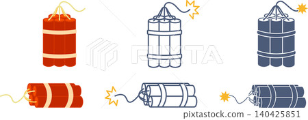 A set of materials for a bundle of lit dynamite. A set of materials for a bundle of lit dynamite. 140425851