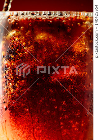 Fizz sparkling cola bubbly soda pop with ice cubes. Fizz sparkling cola bubbly soda pop with ice cubes. 140425954