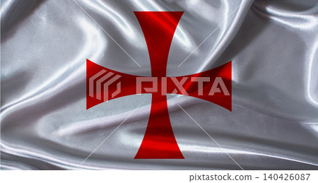 Medieval banner of the Knights Templar with cloth texture. Knights Templar banner with realistic texture background Medieval banner of the Knights Templar with cloth texture. Knights Templar banner with realistic texture background 140426087