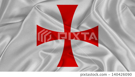 Knights Templar banner with fabric texture. Realistic banner of the Knights Templar waving, medieval symbol Knights Templar banner with fabric texture. Realistic banner of the Knights Templar waving, medieval symbol 140426090