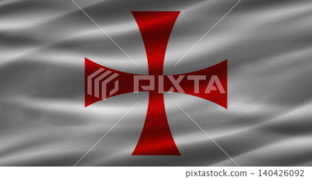 Knights Templar banner with fabric texture. Realistic banner of the Knights Templar waving Knights Templar banner with fabric texture. Realistic banner of the Knights Templar waving 140426092