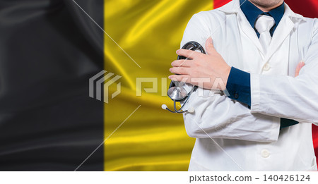 Belgian national health system, Medical professional holding sthetoscope isolated 140426124