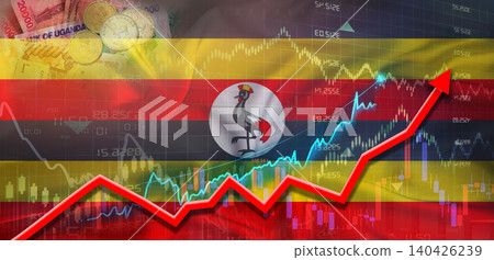 Uganda financial growth on market graph. Uganda economic growth on financial graph background Uganda financial growth on market graph. Uganda economic growth on financial graph background 140426239