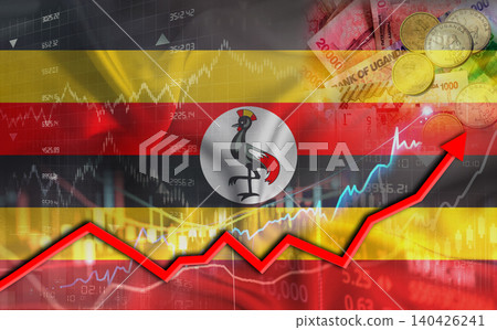 Ugandan economic growth on financial graph. Uganda financial growth on market graph Ugandan economic growth on financial graph. Uganda financial growth on market graph 140426241