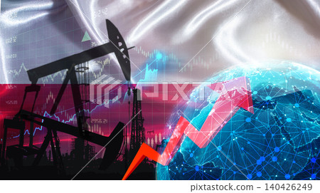 Global oil growth with Polish flag. International oil exports with Poland flag on the economic chart Global oil growth with Polish flag. International oil exports with Poland flag on the economic chart 140426249