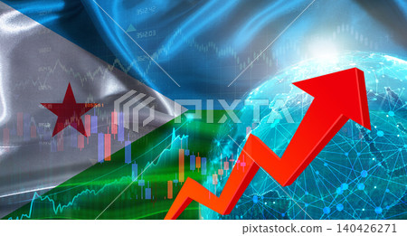 Global financial growth with Djibouti flag. Financial growth with Djibouti flag on economic background Global financial growth with Djibouti flag. Financial growth with Djibouti flag on economic background 140426271
