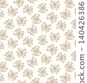 Seamless butterfly pattern with elegant hand drawn line art motifs on light background. Decorative repeating texture for fabric, wallpaper, wrapping paper, stationery, textile and surface design. 140426386