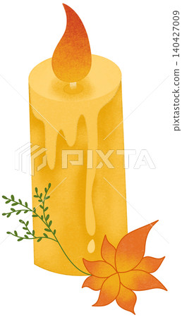 candle with flower and leaf 140427009