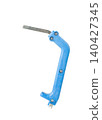 Blue multifunctional adjustment wrench tool for window hardware installation and maintenance on white 140427345