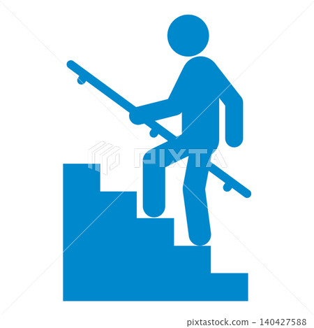 Stair handrail / Pictogram for caregiving, welfare, and barrier-free design Stair handrail / Pictogram for caregiving, welfare, and barrier-free design 140427588