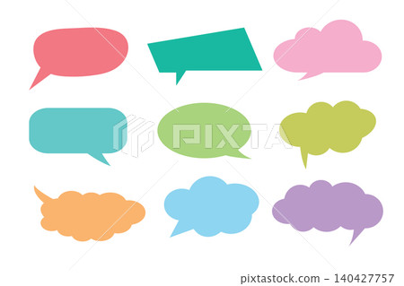Speech bubble colorful line art icon set to communication geometric graphic element. Speech bubble colorful line art icon set to communication geometric graphic element. 140427757