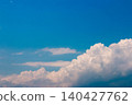 Summer blue sky and rising white clouds background material 140427762