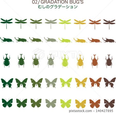 Earth-toned insect silhouette set (gradient) 140427895