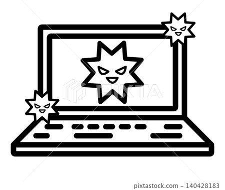 Icon of a computer infected with a virus 140428183