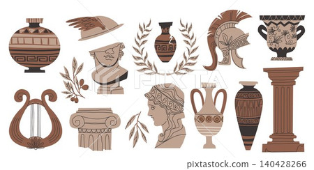 Ancient Greek vases with traditional pattern Ancient Greek vases with traditional pattern 140428266