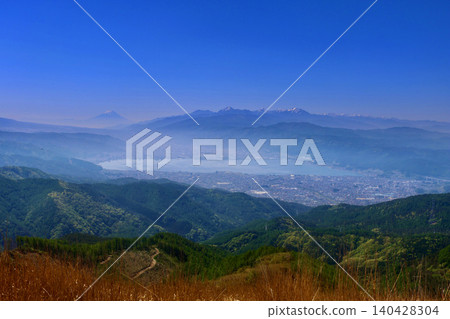 諏訪湖和富士山/高尻山(長野縣岡谷市、鹽尻市) 諏訪湖和富士山/高尻山(長野縣岡谷市、鹽尻市) 140428304
