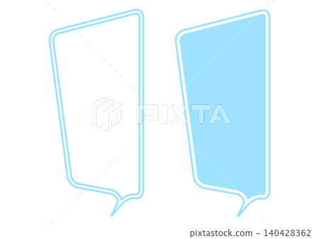 A set of simple, vertically elongated, cartoon-style light blue speech bubbles, comment boxes, vertical message boxes, and decorative frames. A set of simple, vertically elongated, cartoon-style light blue speech bubbles, comment boxes, vertical message boxes, and decorative frames. 140428362