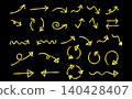 Set of gold hand-drawn arrows - Stylish frame and web design material 140428407