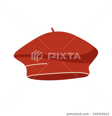 Classic red French beret hat autumn accessory vector Classic red French beret hat autumn accessory vector 140428422