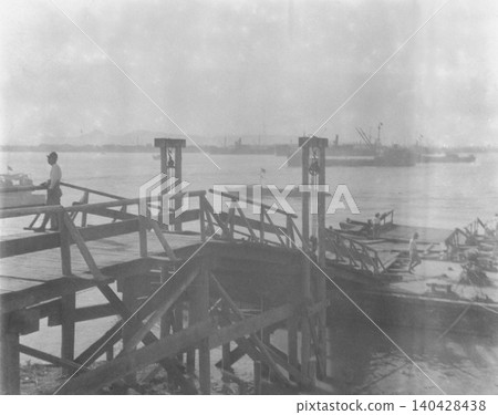 Vintage photograph, 1937-1945, Republic of China during the Second Sino-Japanese War, Nanjing or Shanghai harbor. Vintage photograph, 1937-1945, Republic of China during the Second Sino-Japanese War, Nanjing or Shanghai harbor. 140428438