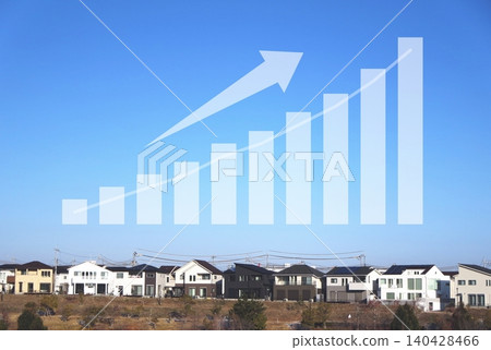 一張顯示房屋和公寓房地產價格波動的圖表。 一張顯示房屋和公寓房地產價格波動的圖表。 140428466